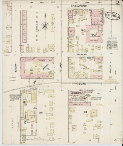Sanborn Fire Insurance Map from Columbus, Muscogee County, Georgia (1885), Sheet #0002 - Complete Map Set gallery image, historic Sanborn map, vintage wall art, Georgia Georgia