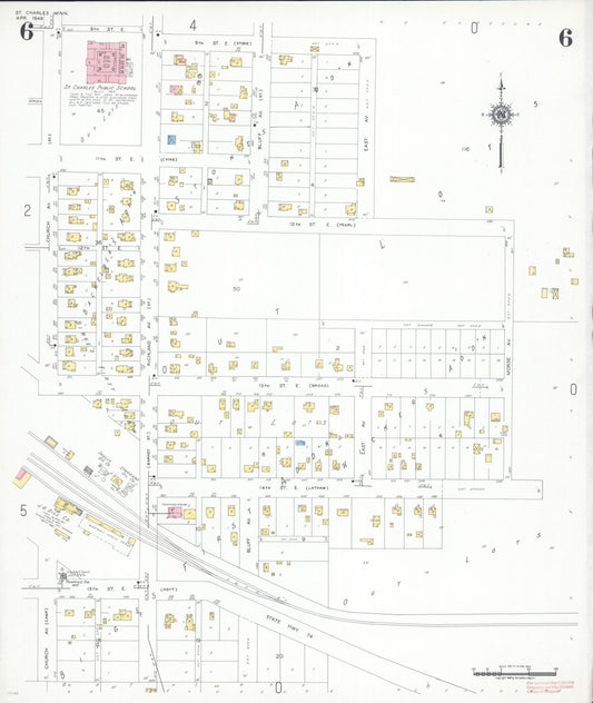 Sanborn Fire Insurance Map from Saint Charles, Winona County, Minnesota (1949), Sheet #0006 - Historic Sanborn Fire Insurance Map Print, vintage old map wall art, antique decor, genealogy gift, Minnesota Minnesota map