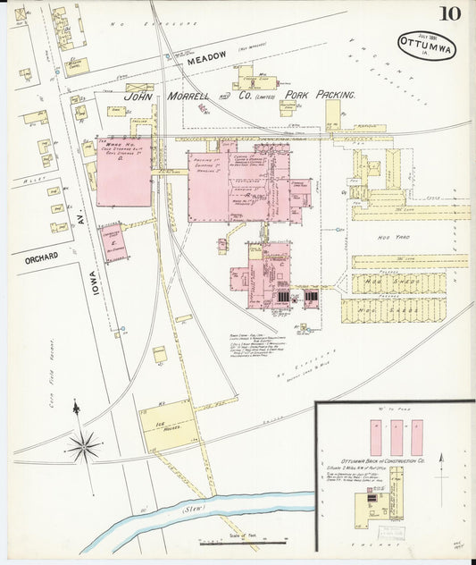 Sanborn Fire Insurance Map from Ottumwa, Wapello County, Iowa (1891), Sheet #0010 - Historic Sanborn Fire Insurance Map Print, vintage old map wall art