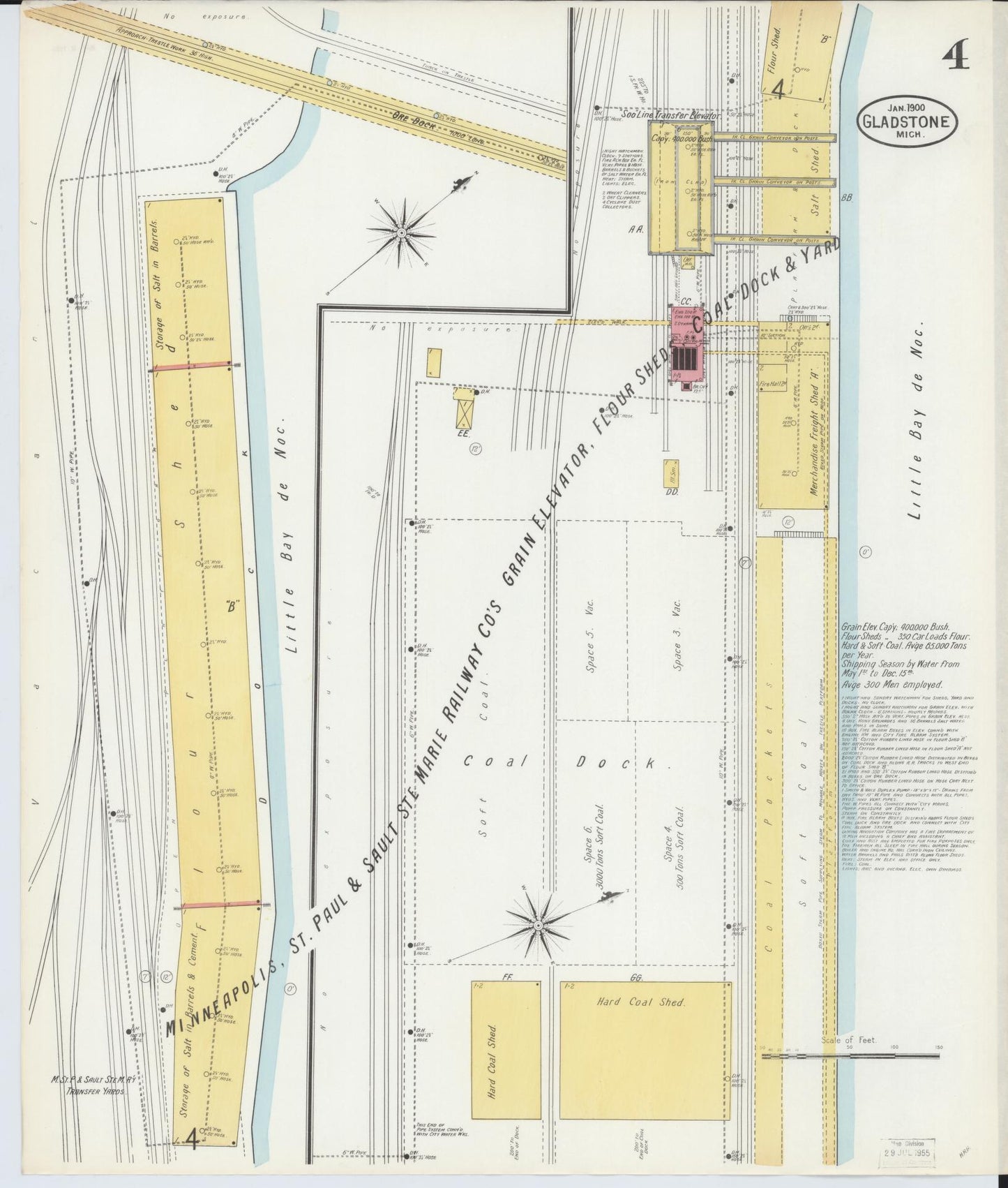 Sanborn Fire Insurance Map from Gladstone, Delta County, Michigan (1900), Sheet #0004 - Complete Map Set gallery image, historic Sanborn map, vintage wall art, Michigan Michigan
