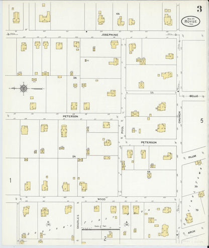 Sanborn Fire Insurance Map from Royse City, Rockwell County, Texas (1911), Sheet #0003 - Complete Map Set gallery image, historic Sanborn map, vintage wall art, Texas Texas