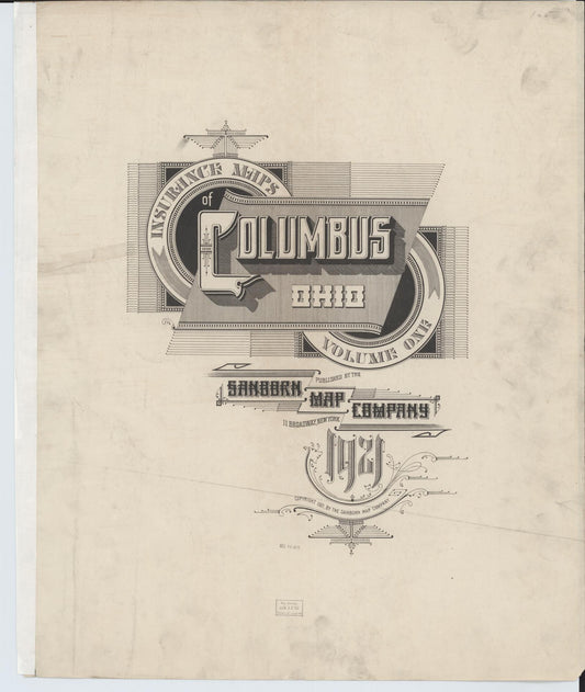 Sanborn Fire Insurance Map from Columbus, Franklin County, Ohio (1921), Sheet #0001 - Historic Sanborn Fire Insurance Map Print, vintage old map wall art, antique decor, genealogy gift, Ohio Ohio map