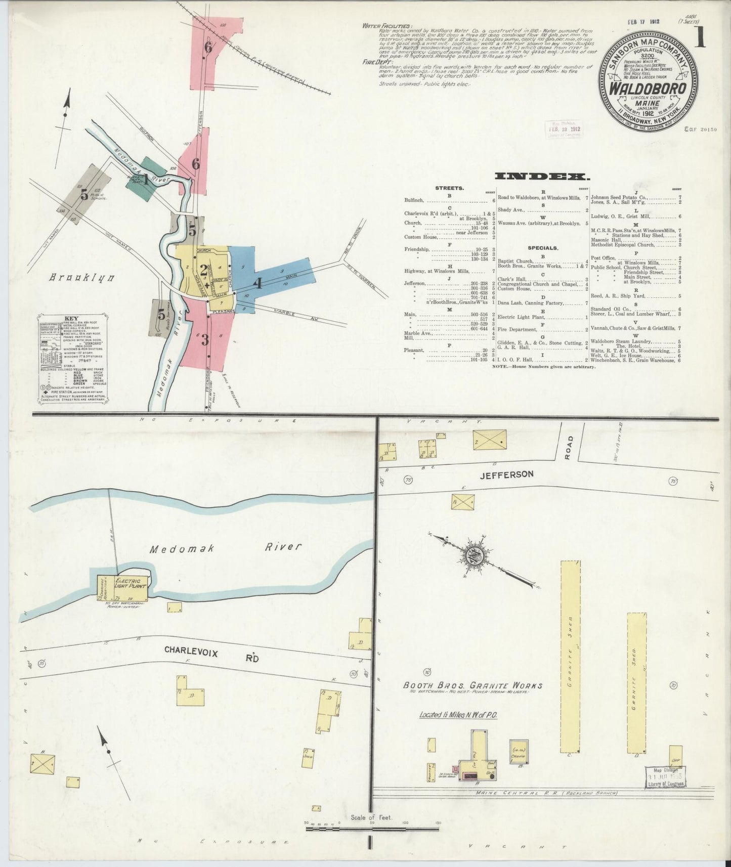 Sanborn Fire Insurance Map from Waldoboro, Lincoln County, Maine. (1912) – Historic Sanborn Fire Insurance Map Print
