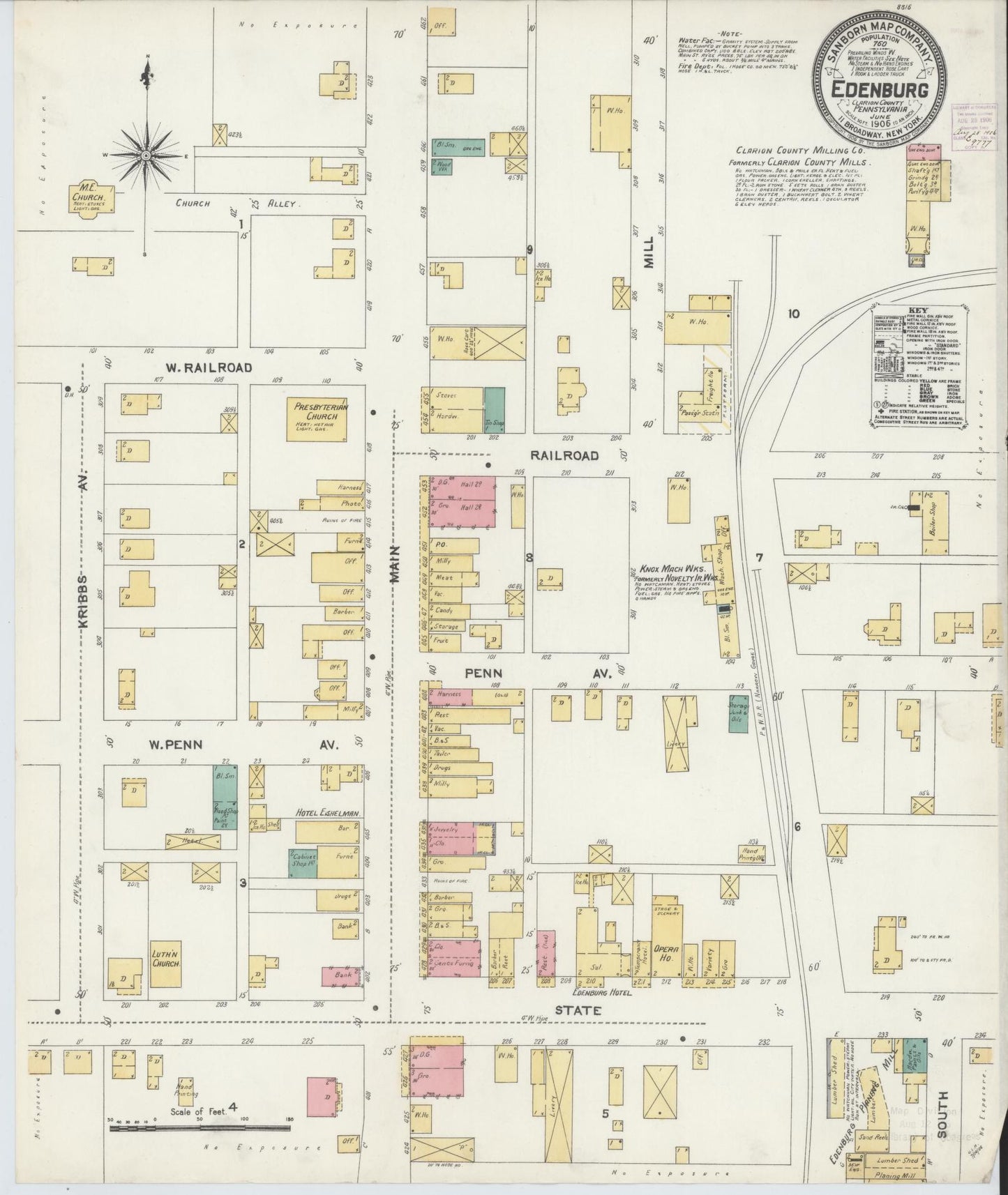 Sanborn Fire Insurance Map from Edenburg, Clarion County, Pennsylvania (1906), Sheet #0001 - Historic Sanborn Fire Insurance Map Print, vintage old map wall art, antique decor, genealogy gift, Pennsylvania Pennsylvania map