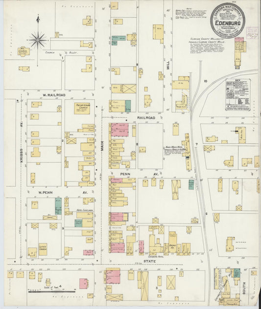 Sanborn Fire Insurance Map from Edenburg, Clarion County, Pennsylvania (1906), Sheet #0001 - Historic Sanborn Fire Insurance Map Print, vintage old map wall art, antique decor, genealogy gift, Pennsylvania Pennsylvania map