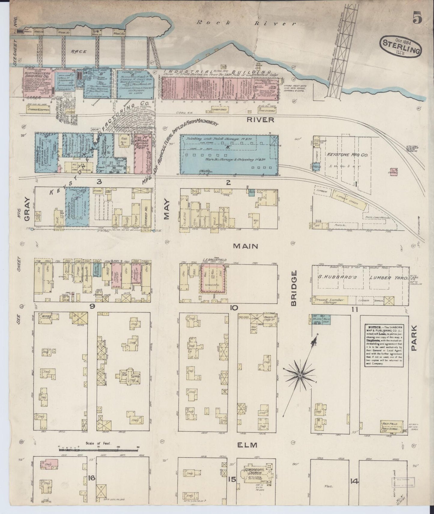 Sanborn Fire Insurance Map from Sterling, Whiteside County, Illinois (1884), Sheet #0005 - Complete Map Set gallery image, historic Sanborn map, vintage wall art, Illinois Illinois