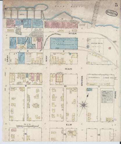 Sanborn Fire Insurance Map from Sterling, Whiteside County, Illinois (1884), Sheet #0005 - Complete Map Set gallery image, historic Sanborn map, vintage wall art, Illinois Illinois