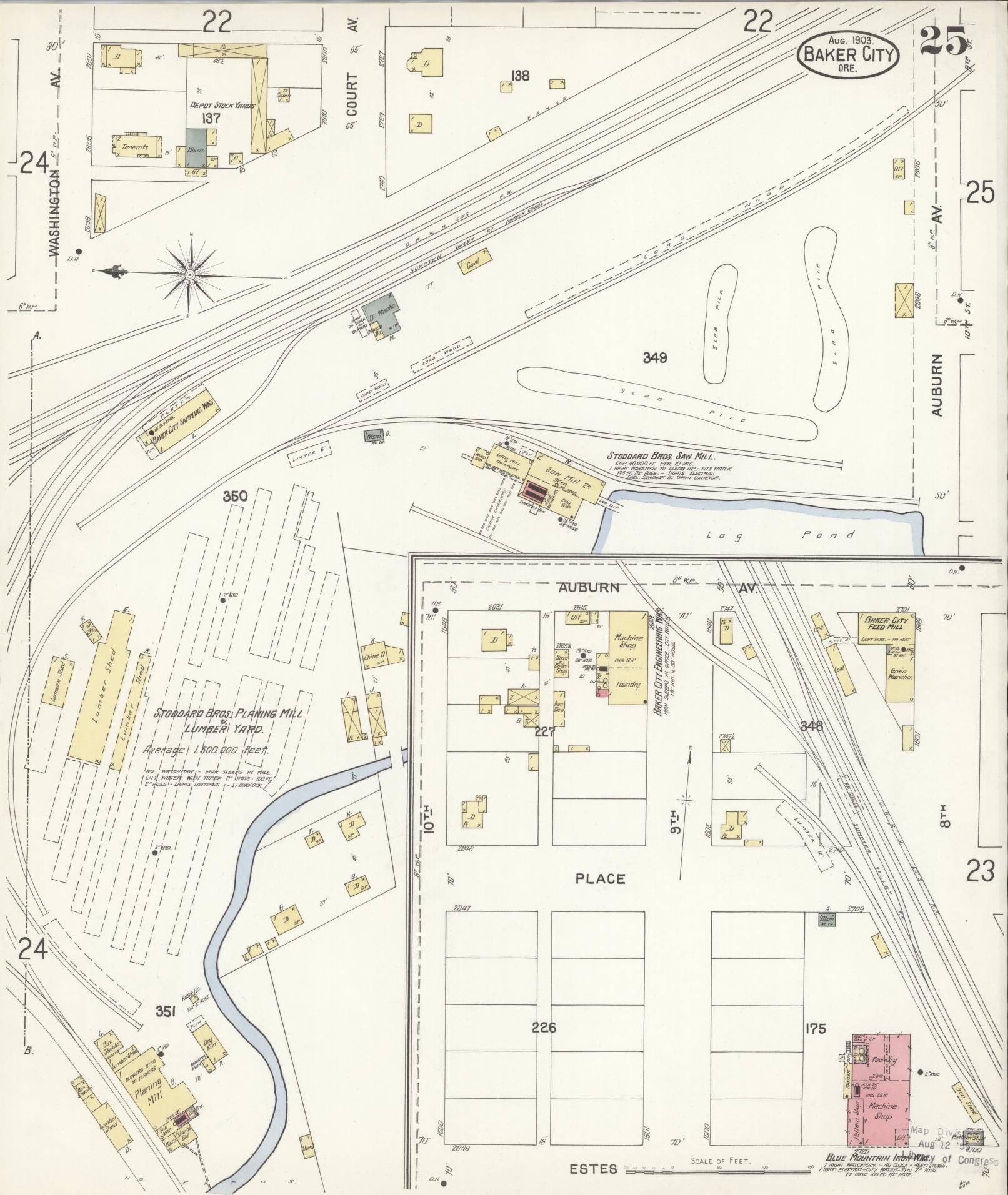 Sanborn Fire Insurance Map from Baker, Baker County, Oregon (1903), Sheet #0025 - Complete Map Set gallery image, historic Sanborn map, vintage wall art, Oregon Oregon