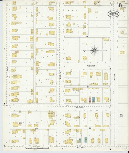 Sanborn Fire Insurance Map from Bryan, Williams County, Ohio (1905), Sheet #0008 - Historic Sanborn Fire Insurance Map Print, vintage old map wall art, antique decor, genealogy gift, Ohio Ohio map