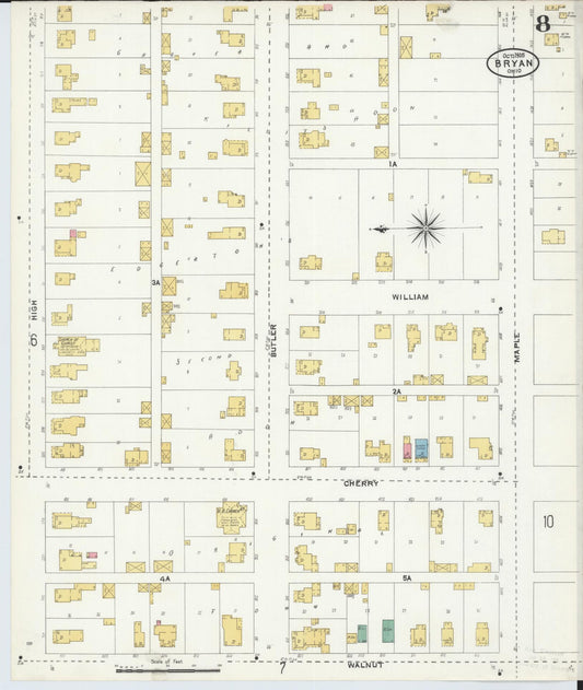 Sanborn Fire Insurance Map from Bryan, Williams County, Ohio (1905), Sheet #0008 - Historic Sanborn Fire Insurance Map Print, vintage old map wall art, antique decor, genealogy gift, Ohio Ohio map
