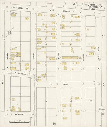 Sanborn Fire Insurance Map from Saint Johns, Multnomah County, Oregon (1911), Sheet #0005 - Complete Map Set gallery image, historic Sanborn map, vintage wall art, Oregon Oregon