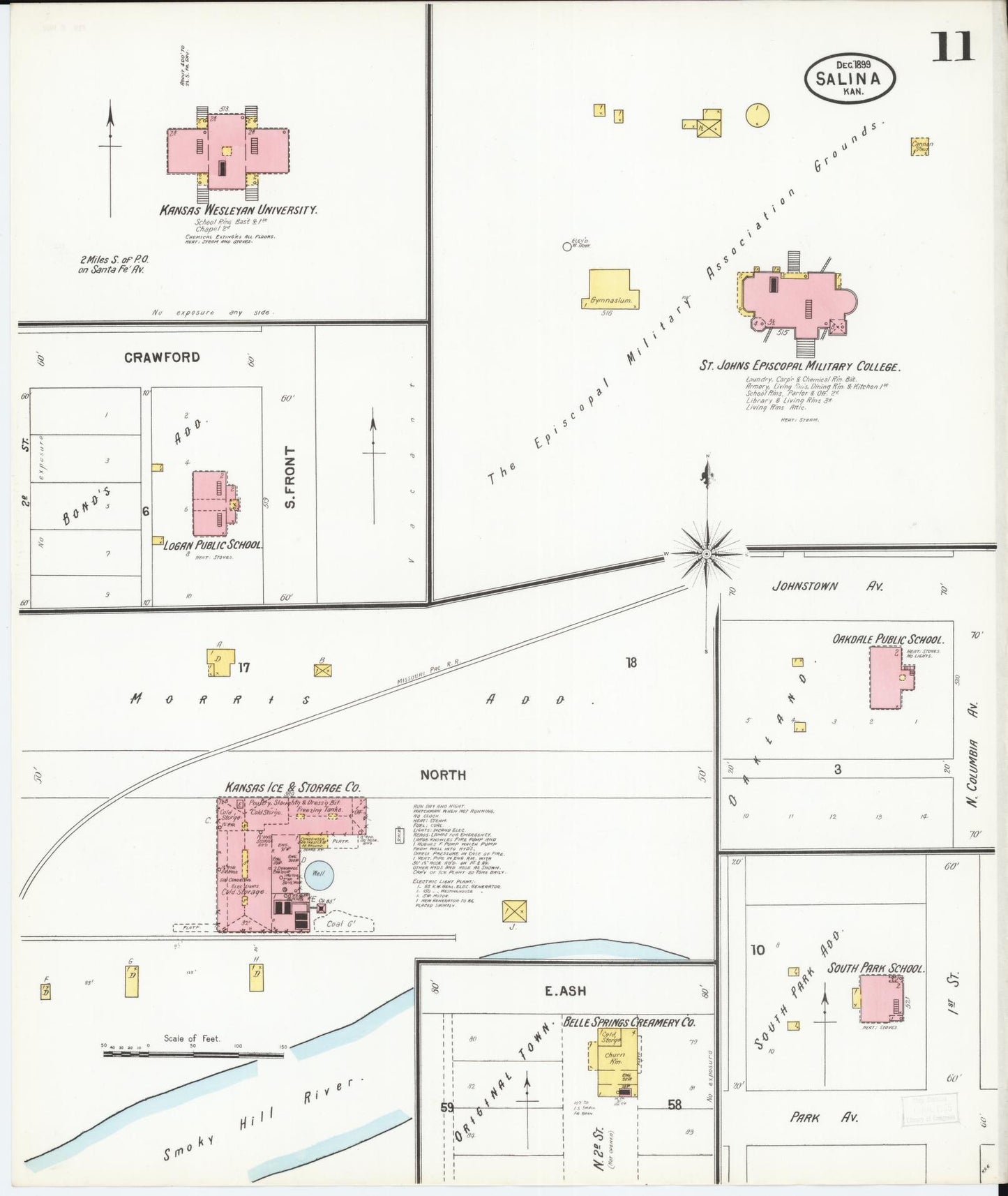 Sanborn Fire Insurance Map from Salina, Saline County, Kansas (1899), Sheet #0011 - Complete Map Set gallery image, historic Sanborn map, vintage wall art, Kansas Kansas