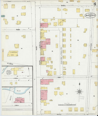 Sanborn Fire Insurance Map from Manchester, Hartford County, Connecticut (1901), Sheet #0004 - Complete Map Set gallery image, historic Sanborn map, vintage wall art, Connecticut Connecticut