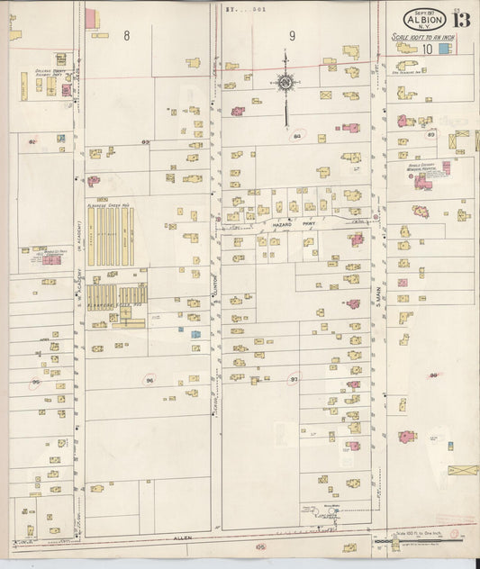 Sanborn Fire Insurance Map from Albion, Orleans County, New York (1941), Sheet #0013 - Historic Sanborn Fire Insurance Map Print, vintage old map wall art, antique decor, genealogy gift, New York New York map