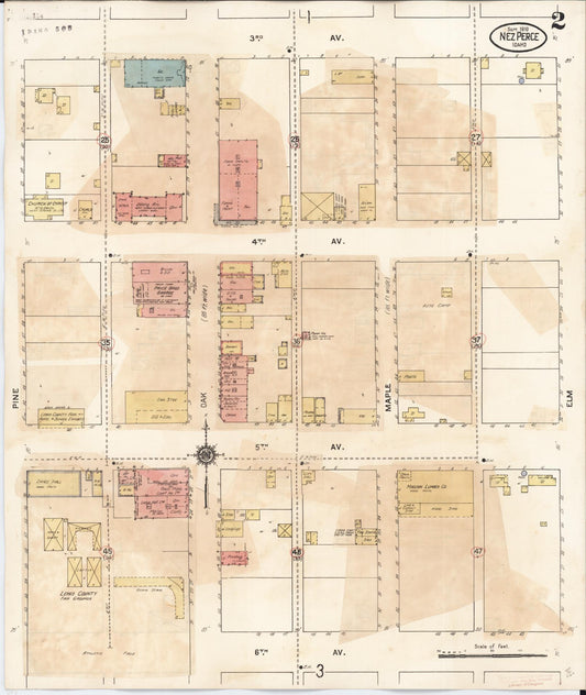 Sanborn Fire Insurance Map from Nez Perce, Lewis County, Idaho (1924), Sheet #0002 - Historic Sanborn Fire Insurance Map Print, vintage old map wall art, antique decor, genealogy gift, Idaho Idaho map