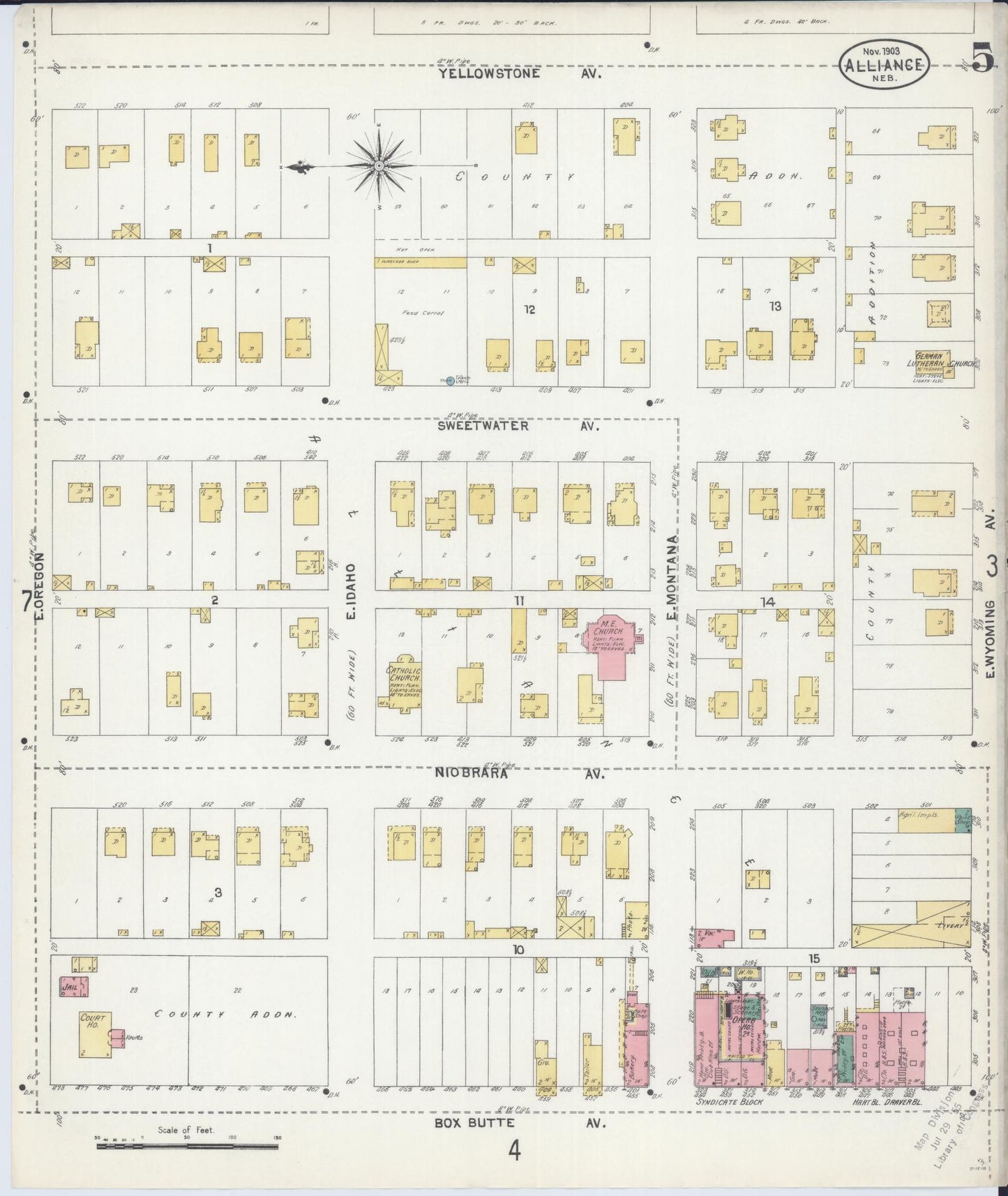 Sanborn Fire Insurance Map from Alliance, Box Butte County, Nebraska (1903), Sheet #0005 - Complete Map Set gallery image, historic Sanborn map, vintage wall art, Nebraska Nebraska