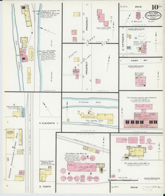 Sanborn Fire Insurance Map from Canon City, Fremont County, Colorado (1908), Sheet #0010 - Historic Sanborn Fire Insurance Map Print, vintage old map wall art, antique decor, genealogy gift, Colorado Colorado map