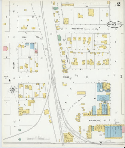 Sanborn Fire Insurance Map from South McAlester, Pittsburg County, Oklahoma (1901), Sheet #0002 - Complete Map Set gallery image, historic Sanborn map, vintage wall art, Oklahoma Oklahoma