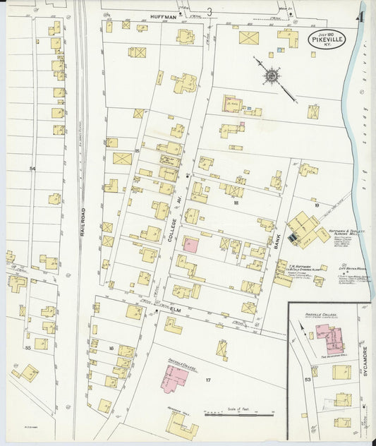Sanborn Fire Insurance Map from Pikeville, Pike County, Kentucky (1910), Sheet #0004 - Historic Sanborn Fire Insurance Map Print, vintage old map wall art, antique decor, genealogy gift, Kentucky Kentucky map