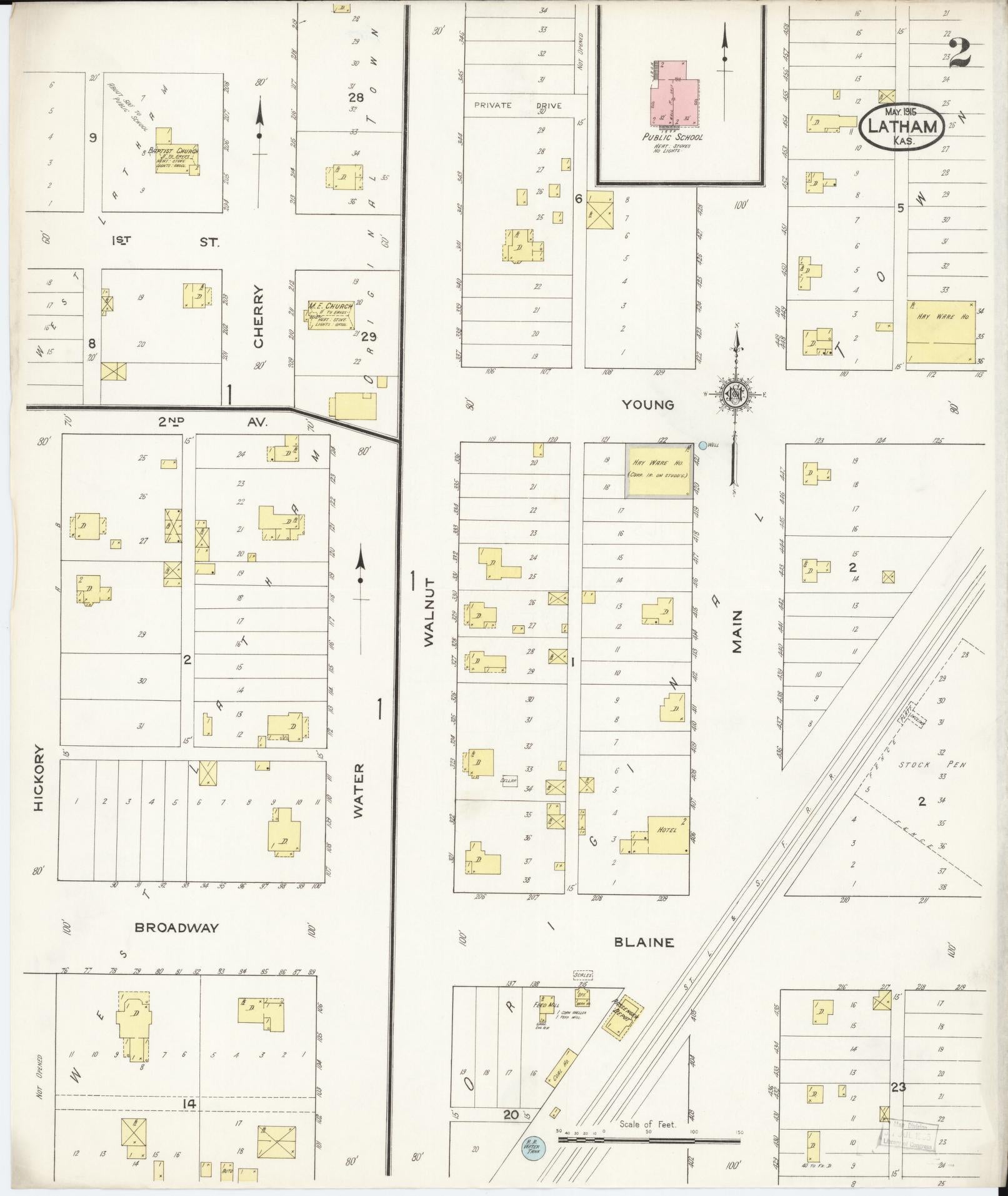 Sanborn Fire Insurance Map from Latham, Butler County, Kansas (1915), Sheet #0002 - Complete Map Set gallery image, historic Sanborn map, vintage wall art, Kansas Kansas