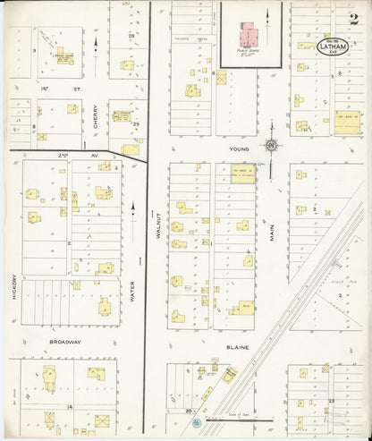 Sanborn Fire Insurance Map from Latham, Butler County, Kansas (1915), Sheet #0002 - Complete Map Set gallery image, historic Sanborn map, vintage wall art, Kansas Kansas