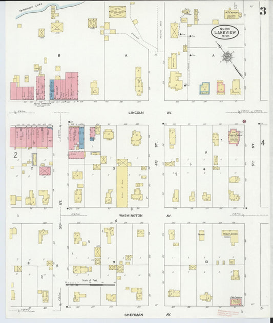 Sanborn Fire Insurance Map from Lakeview, Montcalm County, Michigan (1910), Sheet #0003 - Historic Sanborn Fire Insurance Map Print, vintage old map wall art, antique decor, genealogy gift, Michigan Michigan map