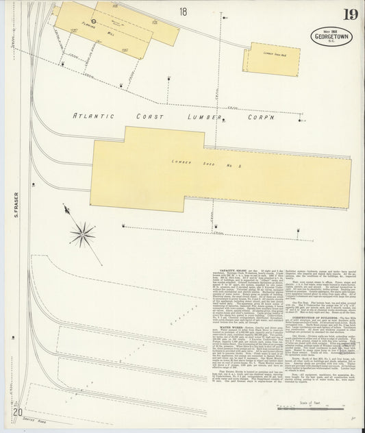 Sanborn Fire Insurance Map from Georgetown, Georgetown County, South Carolina (1908), Sheet #0019 - Historic Sanborn Fire Insurance Map Print, vintage old map wall art, antique decor, genealogy gift, South Carolina South Carolina map