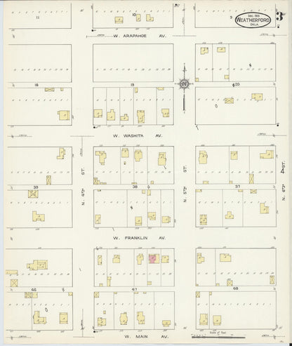 Sanborn Fire Insurance Map from Weatherford, Custer County, Oklahoma (1913), Sheet #0003 - Complete Map Set gallery image, historic Sanborn map, vintage wall art, Oklahoma Oklahoma