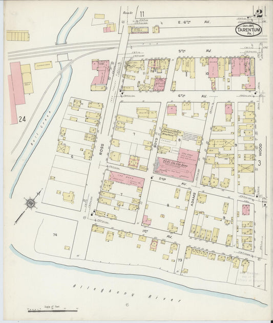 Sanborn Fire Insurance Map from Tarentum, Allegheny County, Pennsylvania (1914), Sheet #0002 - Historic Sanborn Fire Insurance Map Print, vintage old map wall art, antique decor, genealogy gift, Pennsylvania Pennsylvania map