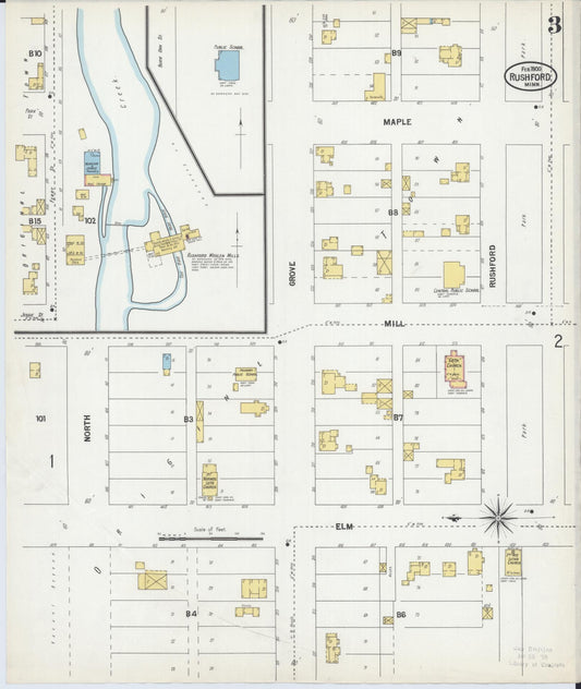 Sanborn Fire Insurance Map from Rushford, Fillmore County, Minnesota (1900), Sheet #0003 - Historic Sanborn Fire Insurance Map Print, vintage old map wall art, antique decor, genealogy gift, Minnesota Minnesota map