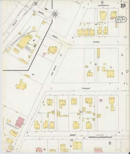 Sanborn Fire Insurance Map from Selma, Dallas County, Alabama (1903), Sheet #0019 - Complete Map Set gallery image, historic Sanborn map, vintage wall art, Alabama Alabama