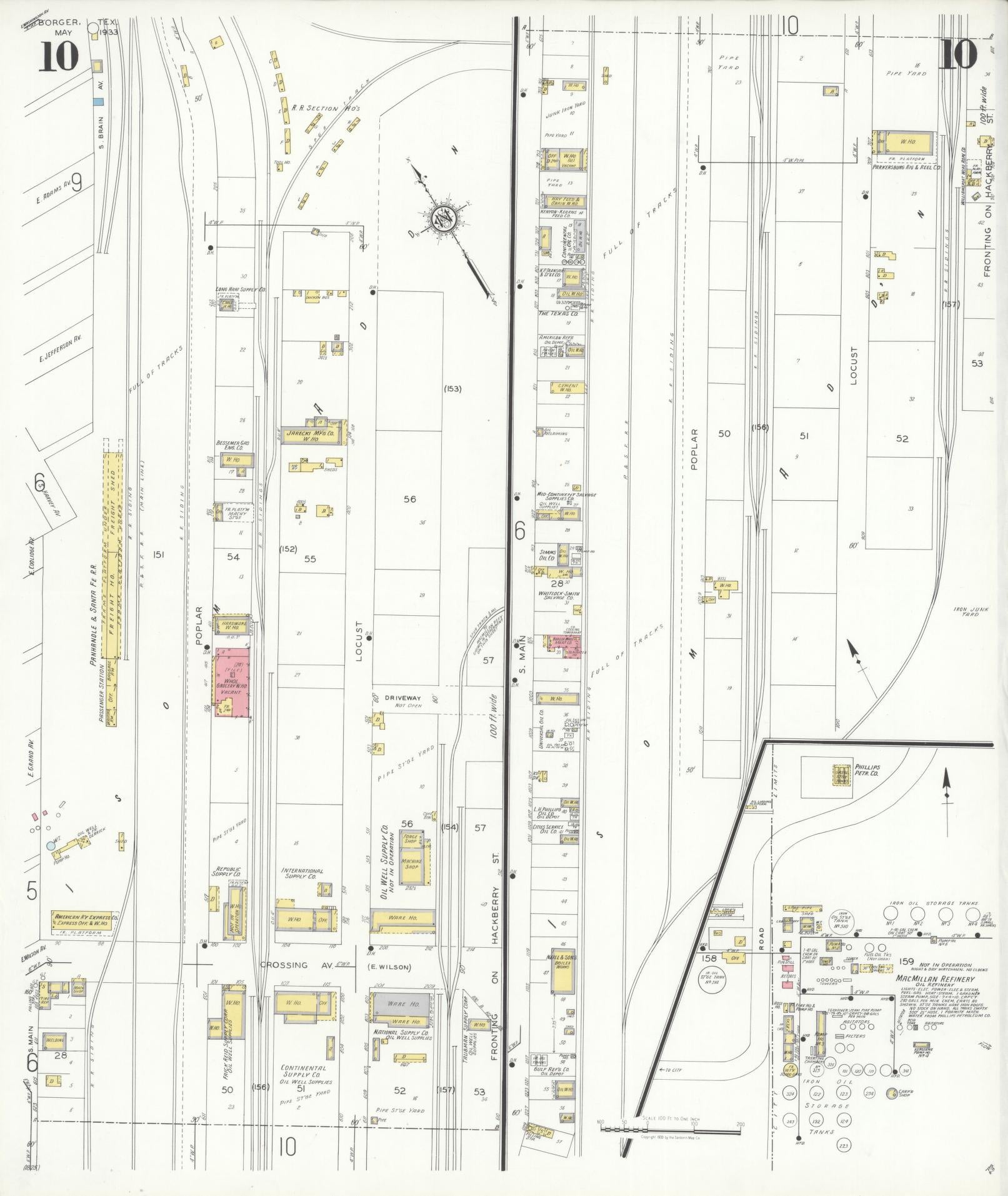 Sanborn Fire Insurance Map from Borger, Hutchinson County, Texas (1933), Sheet #0010 - Complete Map Set gallery image, historic Sanborn map, vintage wall art, Texas Texas