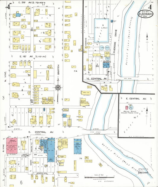 Sanborn Fire Insurance Map from El Dorado, Butler County, Kansas (1923), Sheet #0004 - Historic Sanborn Fire Insurance Map Print, vintage old map wall art, antique decor, genealogy gift, Kansas Kansas map