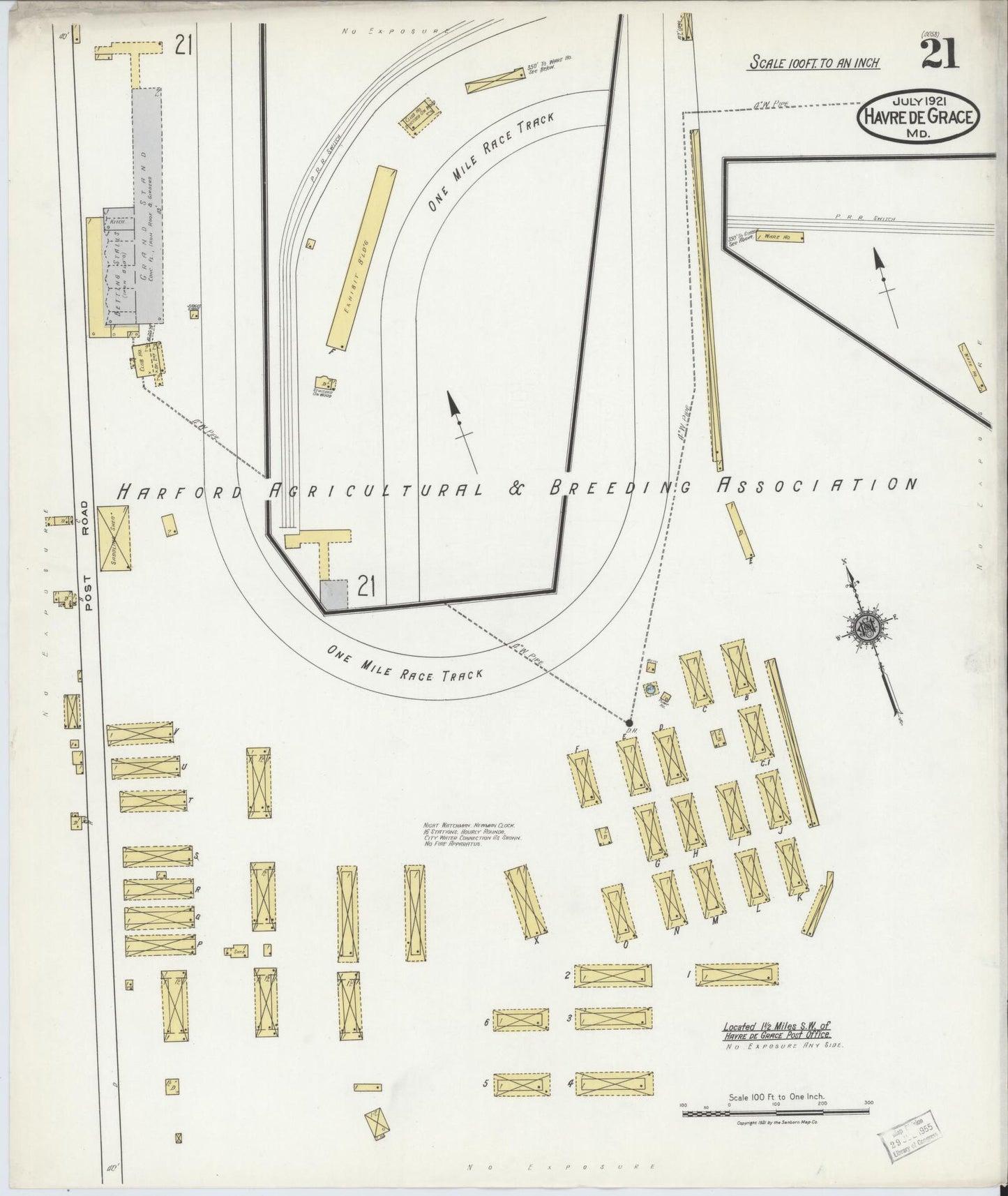 Sanborn Fire Insurance Map from Havre De Grace, Harford County, Maryland (1921), Sheet #0021 - Historic Sanborn Fire Insurance Map Print, vintage old map wall art