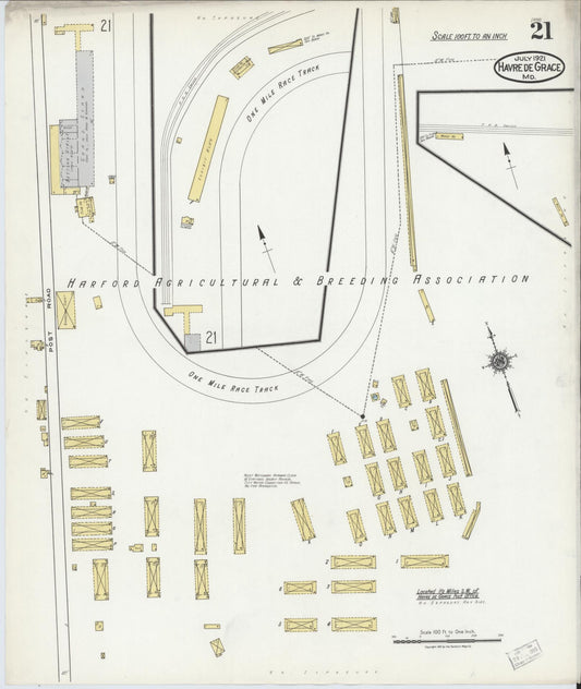 Sanborn Fire Insurance Map from Havre De Grace, Harford County, Maryland (1921), Sheet #0021 - Historic Sanborn Fire Insurance Map Print, vintage old map wall art