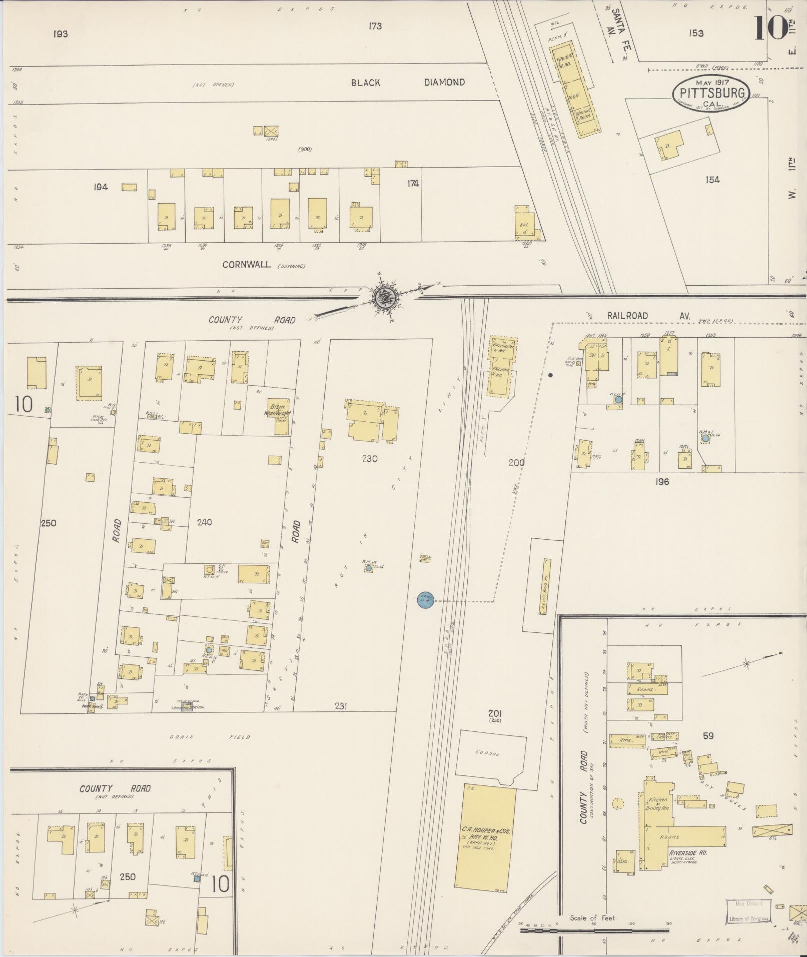 Sanborn Fire Insurance Map from Pittsburg, Contra Costa County, California (1917), Sheet #0010 - Complete Map Set gallery image, historic Sanborn map, vintage wall art, California California