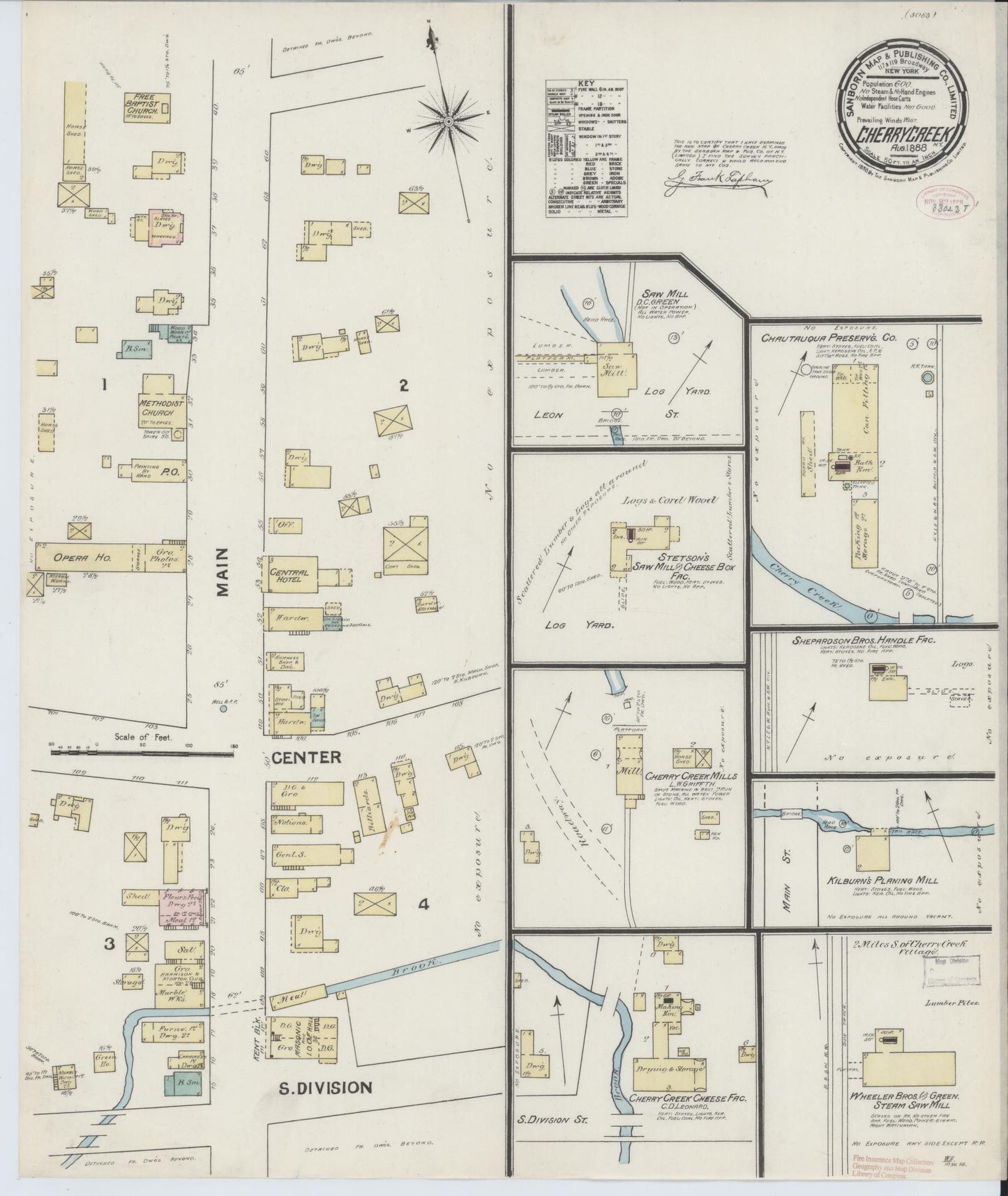 Sanborn Fire Insurance Map from Cherry Creek, Chautauqua County, New York. (1888) – Historic Sanborn Fire Insurance Map Print
