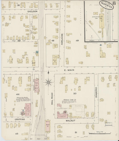 Sanborn Fire Insurance Map from Norwich, Chenango County, New York (1887), Sheet #0008 - Complete Map Set gallery image, historic Sanborn map, vintage wall art, New York New York