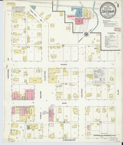 Sanborn Fire Insurance Map from Centerburg, Knox County, Ohio (1909), Sheet #0001 - Historic Sanborn Fire Insurance Map Print, vintage old map wall art, antique decor, genealogy gift, Ohio Ohio map