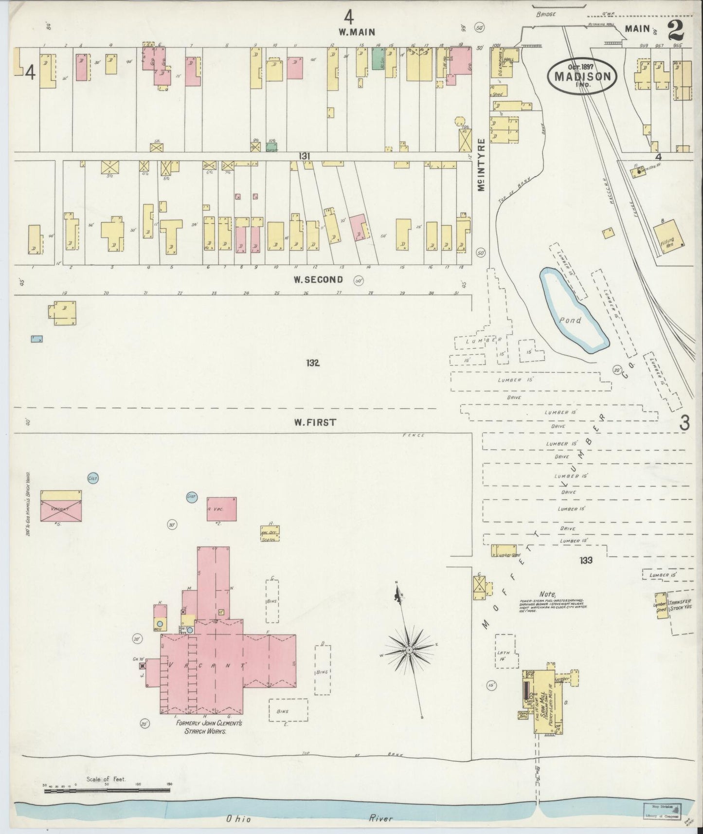Sanborn Fire Insurance Map from Madison, Jefferson County, Indiana (1897), Sheet #0002 - Complete Map Set gallery image, historic Sanborn map, vintage wall art, Indiana Indiana