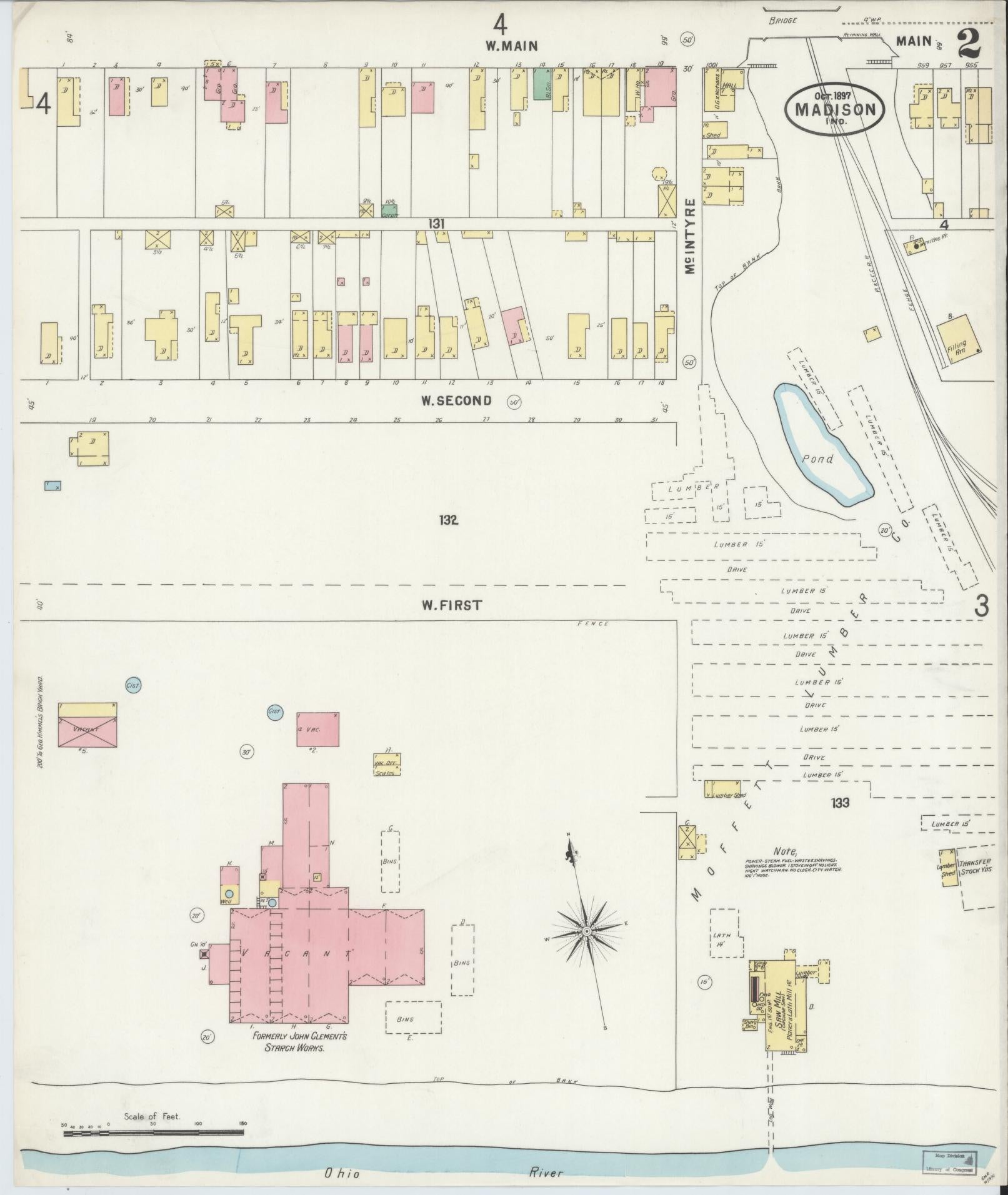 Sanborn Fire Insurance Map from Madison, Jefferson County, Indiana (1897), Sheet #0002 - Complete Map Set gallery image, historic Sanborn map, vintage wall art, Indiana Indiana