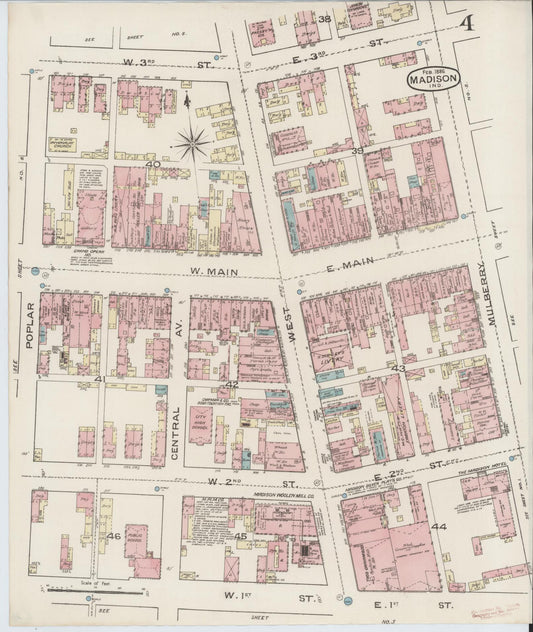 Sanborn Fire Insurance Map from Madison, Jefferson County, Indiana (1886), Sheet #0004 - Historic Sanborn Fire Insurance Map Print, vintage old map wall art, antique decor, genealogy gift, Indiana Indiana map