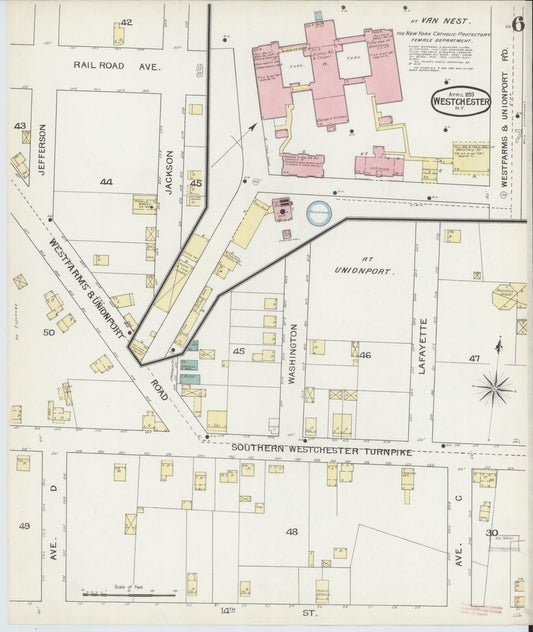 Sanborn Fire Insurance Map from Westchester, Westchester County, New York (1893), Sheet #0006 - Historic Sanborn Fire Insurance Map Print, vintage old map wall art, antique decor, genealogy gift, New York New York map