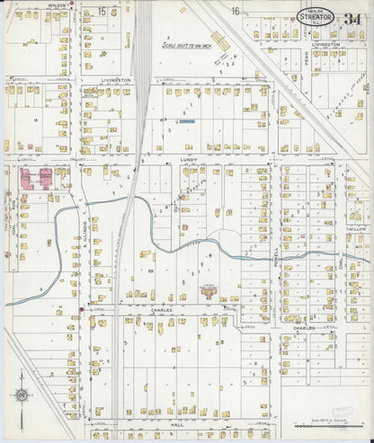 Sanborn Fire Insurance Map from Streator, La Salle County, Illinois (1916), Sheet #0034 - Complete Map Set gallery image, historic Sanborn map, vintage wall art, Illinois Illinois