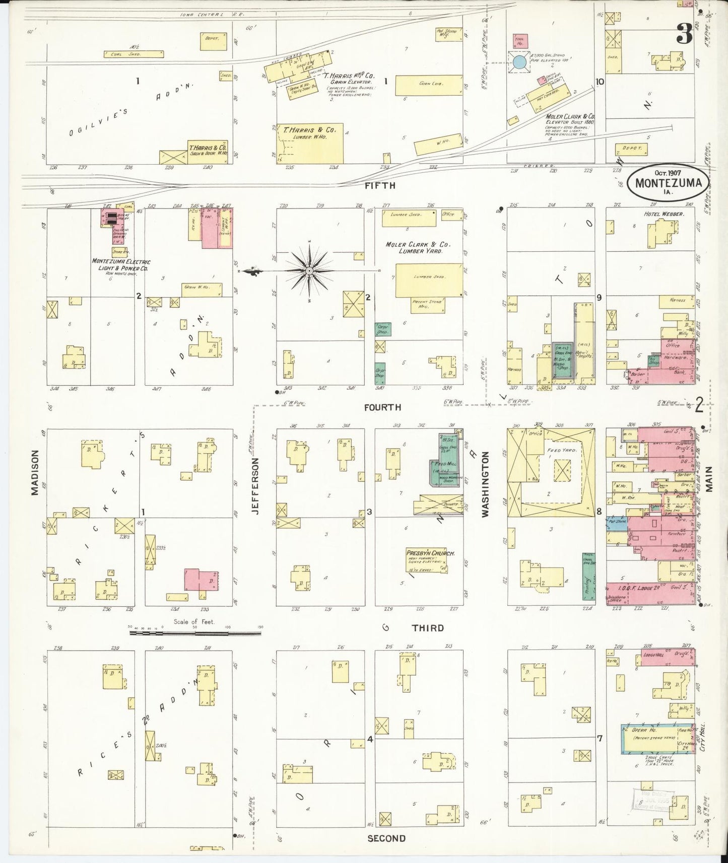 Sanborn Fire Insurance Map from Montezuma, Poweshiek County, Iowa (1907), Sheet #0003 - Historic Sanborn Fire Insurance Map Print