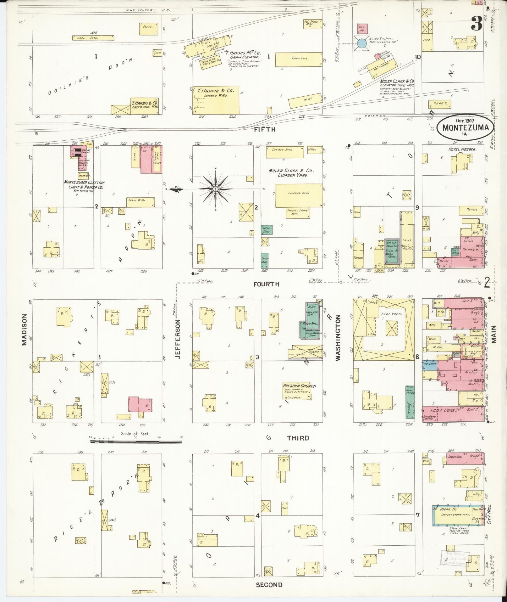 Sanborn Fire Insurance Map from Montezuma, Poweshiek County, Iowa (1907), Sheet #0003 - Historic Sanborn Fire Insurance Map Print
