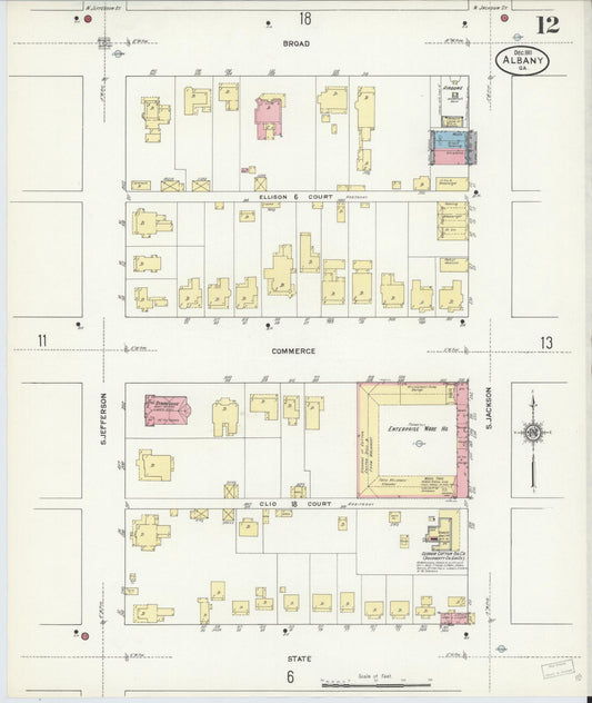 Sanborn Fire Insurance Map from Albany, Dougherty County, Georgia (1911), Sheet #0012 - Historic Sanborn Fire Insurance Map Print, vintage old map wall art, antique decor, genealogy gift, Georgia Georgia map