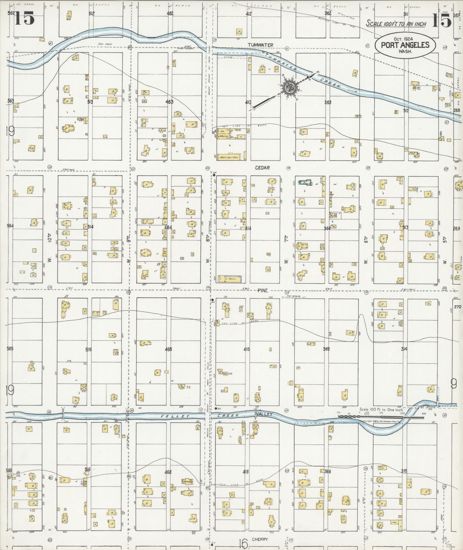 Sanborn Fire Insurance Map from Port Angeles, Clallam County, Washington (1924), Sheet #0015 - Complete Map Set gallery image, historic Sanborn map, vintage wall art, Washington Washington