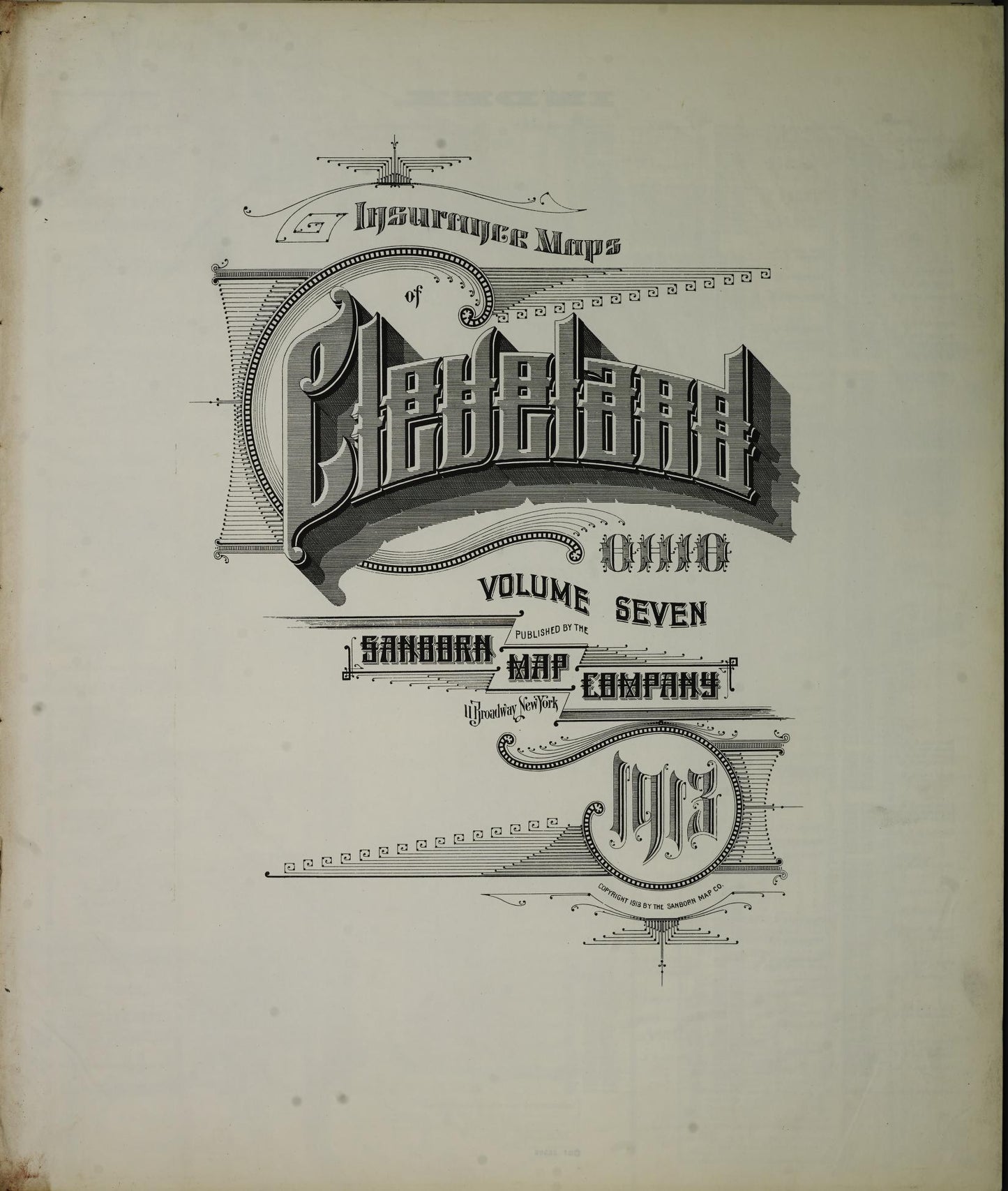 Sanborn Fire Insurance Map from Cleveland, Cuyahoga County, Ohio (1913), Sheet #0001 - Complete Map Set gallery image, historic Sanborn map, vintage wall art, Ohio Ohio