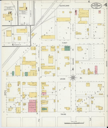 Sanborn Fire Insurance Map from Stuttgart, Arkansas County, Arkansas (1903), Sheet #0004 - Complete Map Set gallery image, historic Sanborn map, vintage wall art, Stuttgart Arkansas